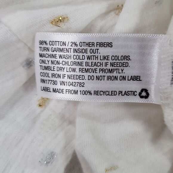 💜A New Day Cream w/Gold & Silver Metallic Polka Dots Short Sleeve Top Small - Picture 8 of 8